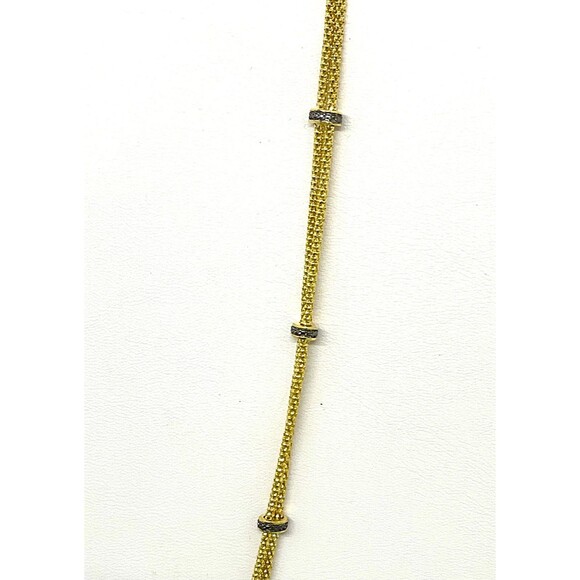 Jewelry -Goldtone Fashion Necklace with Sapphire Station Links (16 inches) - Picture 4 of 4